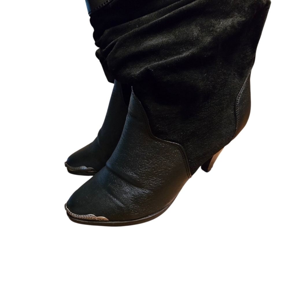 Coastal Black Leather Western Festival Slouch Boots | Metal Toe Rand | Size 8.5 - Picture 12 of 16